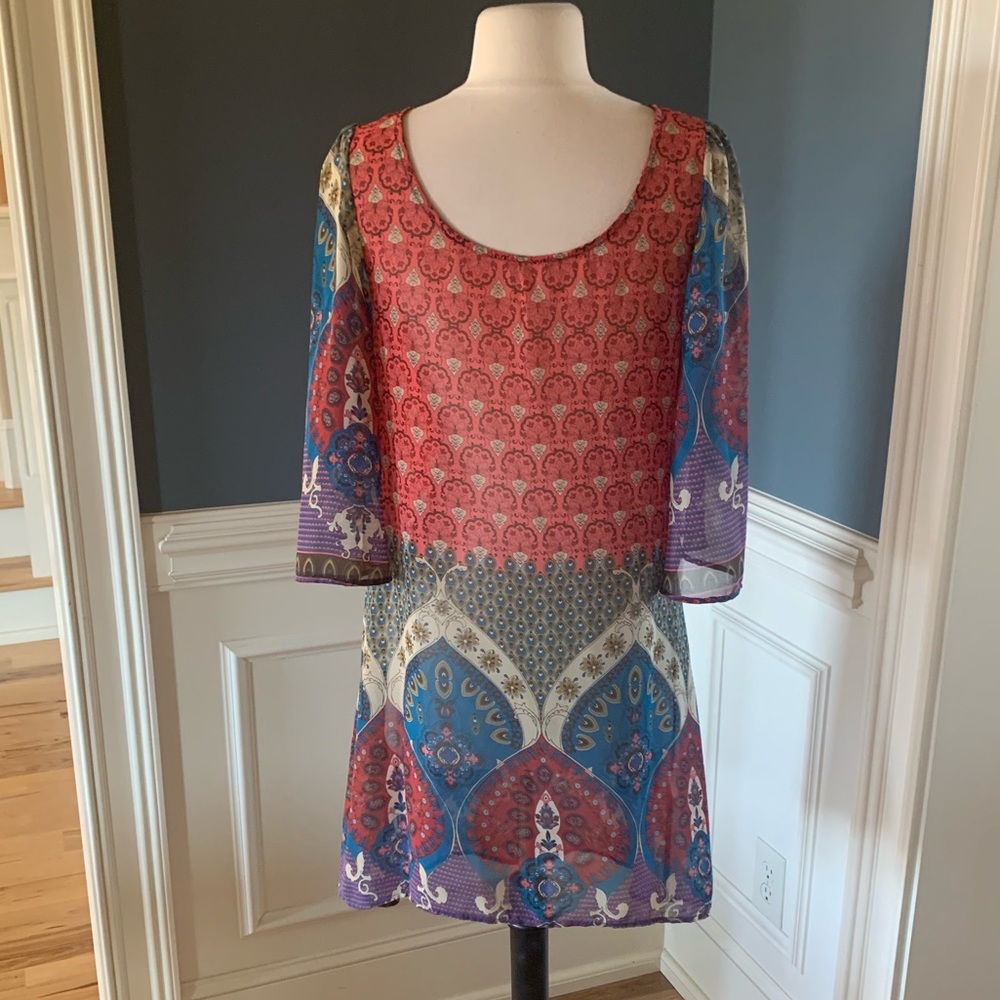 Hello Miss Silky Semisheer Dress Tunic Coverup Womens Small